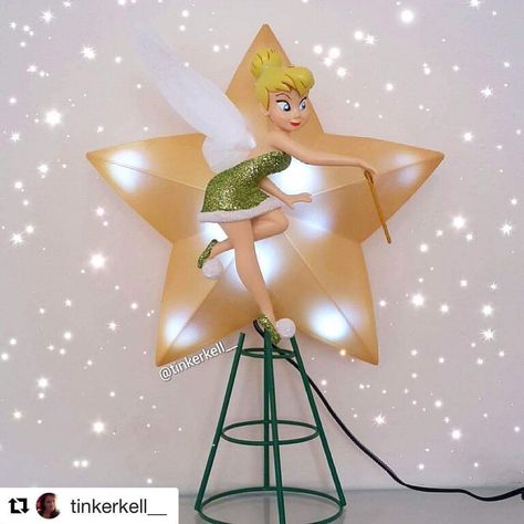 Tinkerbell tree topper from the disneystore Tinkerbell Christmas Tree, Tinkerbell Tree Topper, Tinkerbell Tree, Disney Christmas Tree Topper, Disney Tree Topper, Tinker Bell Christmas, Tinkerbell Christmas, Disney Ornaments Diy, Disney Decorations