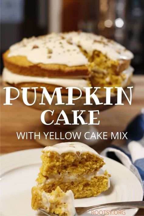 Pumpkin Spice Cake From Yellow Cake, Yellow Cake Mix Spice Cake, Pumpkin Cake Made With Yellow Cake, Pumpkin Cake Using Yellow Box Cake, Yellow Cake With Pumpkin Puree, Pumpkin Wacky Cake, Pumpkin Cake From Box Cake, Yellow Cake Mix And Pumpkin Puree, Pumpkin Cake With Yellow Cake Mix Simple