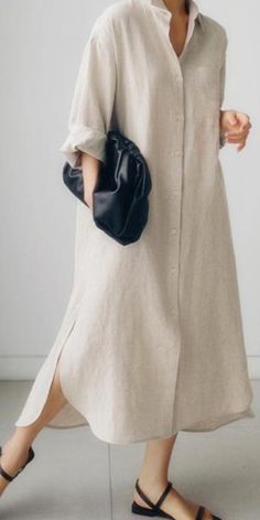 Click to order✨ Buy any 2 get 5% OFF ✨ Buy any 3 get 10% OFF ✨ Buy any 5 get 15 % OFF 🎁Free shipping over $ 80 For office wear-the best choice for you to pick these elegant cozy Linen cotton dress. Great for work wear , daliy wear , hang out& any occassion . Here are more different style simple , cozy but fashion clothing at Pabdress for you to choose. Linen Style Fashion, Linen Fashion, Mode Casual, Long Dress Casual, Stylish Dress Designs, Shirt Dresses, Mode Hijab, White Shirt Dress, Kurta Designs