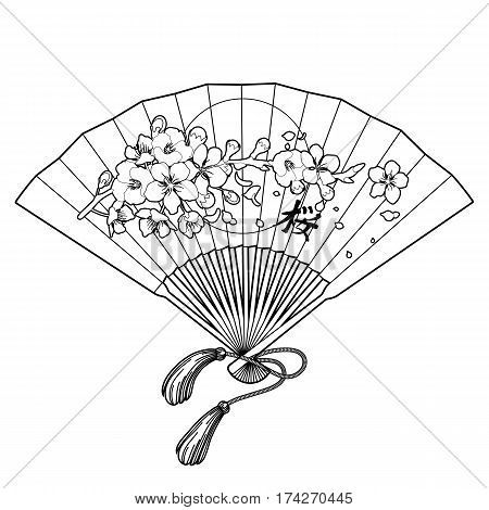 Hand Fan Traditional Vector & Photo (Free Trial) | Bigstock Hand Fan Drawing, Sakura Design, Fan Tattoo, Fan Drawing, Japanese Sakura, Flash Tattoo Designs, Japanese Fan, Asian Tattoos, Adult Coloring Designs