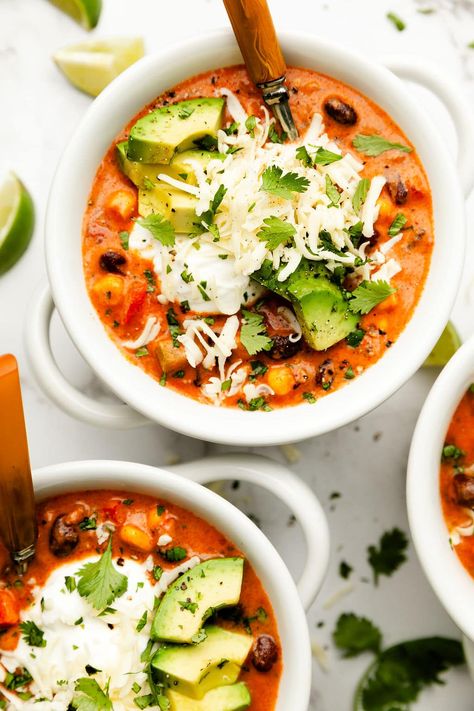 Simple Taco Soup Recipe, Real Food Dieticians, Simple Taco Soup, Healthy Taco Soup, High Fiber Dinner, Easy Taco Soup Recipe, Taco Soup Recipe Easy, Weekend Meal Prep, Easy Taco Soup