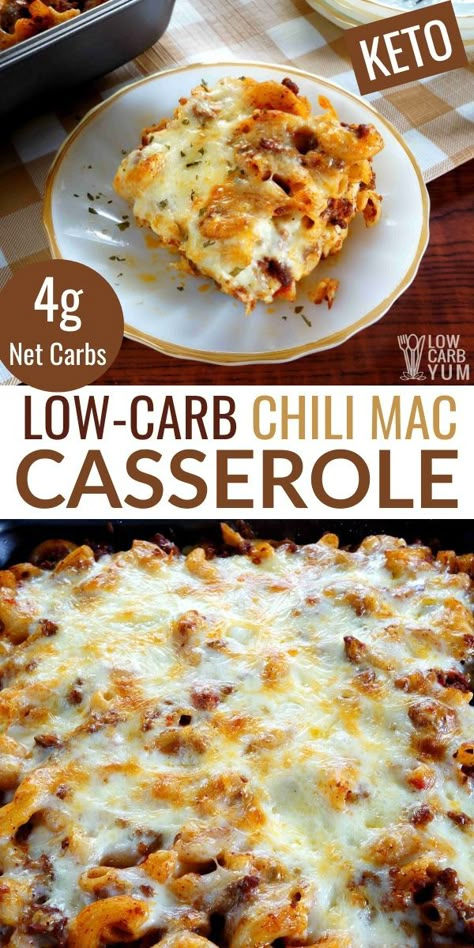 Ground Beef And Pasta, Easy Chili Mac, Chili Mac Recipe, Beef And Pasta, Cut Carbs, Chili Mac And Cheese, Low Carb Chili, Healthy Low Carb Dinners, Keto Casseroles