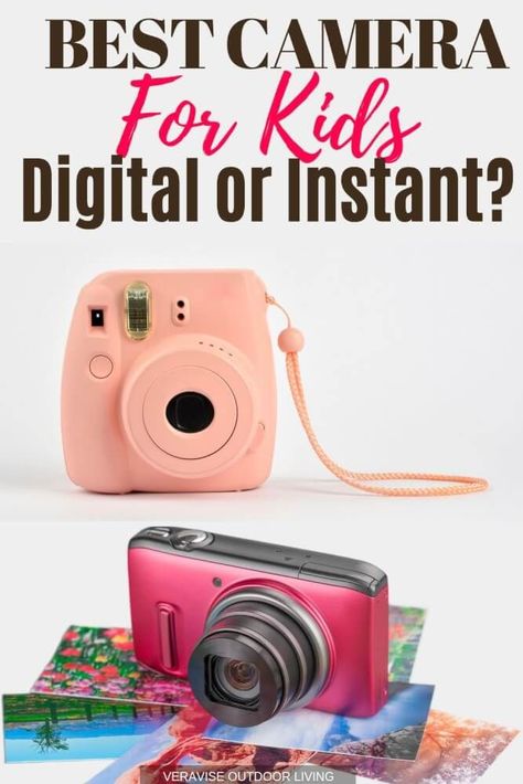 Which is the best kids camera? A digital camera or an instant camera? Use this buying guide to help you choose the best camera for your kids. #kids #camera #travel #digitalcamera #polaroid Camera Travel, Digital Camera Tips, Polaroid Snap, Camera Car, Best Digital Camera, Diy Camera, Kids Camera, Camera Dslr, Waterproof Camera