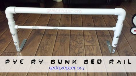 PVC RV Bunk Bed Rail, sometimes building your own is the only good solution for your needs! Bunk Bed Rail, Camper Bunk Beds, Rv Bunk Beds, Bed Guard Rails, Bunk Bed Safety, Diy Safety, Kids Hammock, Bed Guard, Diy Bunk Bed