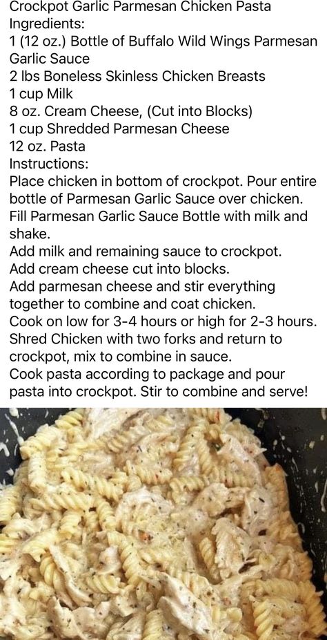 Garlic Parmesan Chicken Noodles Parmesan Garlic Wing Sauce Chicken Pasta, B'dubs Garlic Parmesan Chicken, Crockpot Parmesan Garlic Chicken, Bww Parmesan Garlic Chicken Pasta, Buffalo Wild Wings Garlic Parmesan Pasta, Chicken Tenders Crockpot, Parm Pasta, Parmesan Wing Sauce, Chicken Wings Crockpot