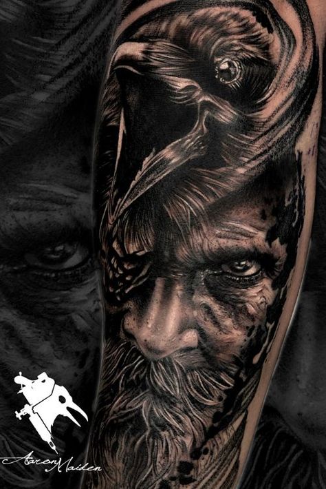 Odens Raven Tattoo, Zeus Eagle Tattoo, Small Tattoo Chest, Tattoo Female Chest, Chest Tattoos Female, Norwegian Tattoo, Tattoo Odin, Valhalla Tattoo, Viking Warrior Tattoos