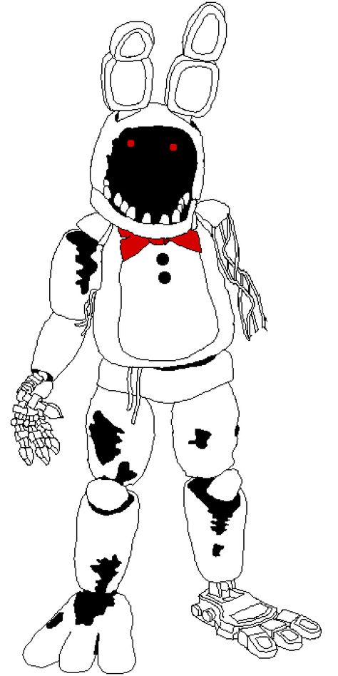 Pixilart - Withered Bonnie by EvetheProtogen Bonnie Drawing Fnaf, Fnaf Bonnie Drawing, Golden Freddy Drawing, Security Breach Coloring Pages, Bonnie Drawing, Freddy Drawing, Coloring Pages Scary, Drawings To Trace, Withered Bonnie