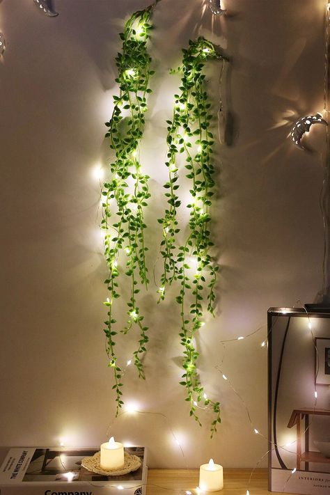 Vine Decor, Stylish Room Decor, Indian Bedroom Decor, Shelf Decor Living Room, Holiday String Lights, Dorm Room Diy, India Home Decor, Decoration Lights, Fairy Lights Bedroom