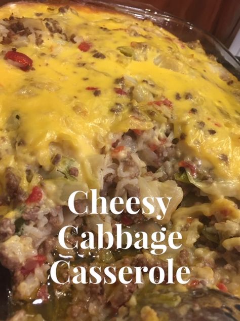 Chopped Cabbage Casserole, Fried Cabbage Casserole, Cabbage Rotel Hamburger, Cheesy Cabbage Beef Skillet, Cajun Cabbage Casserole, Cabbage And Rotel Recipes, Low Carb Cheesy Cabbage Casserole, Cheesy Ground Beef And Cabbage Skillet, Cheese Cabbage Casserole