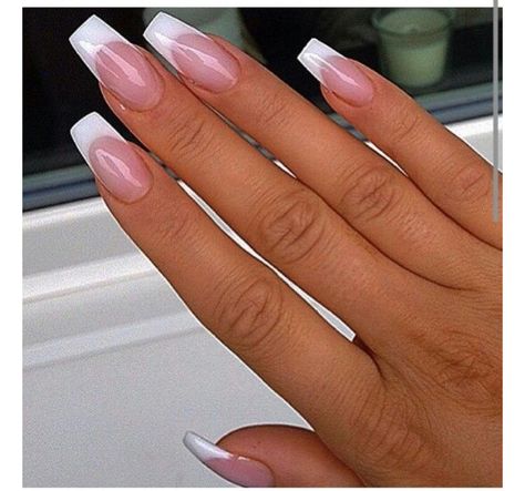 French Manicure Acrylic Nails, White Coffin Nails, French Manicure Nails, Manicure Tips, French Tip Acrylic Nails, French Acrylic Nails, French Nail Designs, Short Square Acrylic Nails, Her Nails