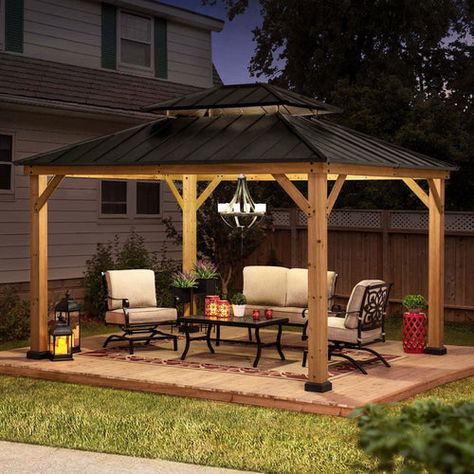 Backyard Porch Ideas Covered Decks, Backyard Gazebo Patio, Outdoor Covered Seating Area, Modern Kubo, Pavillion Backyard, 10x12 Gazebo, Composite Decks, Gazebo Decorations, Outdoor Covered Patio