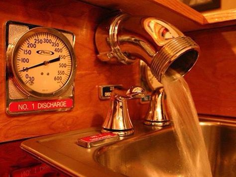 Awesome bar faucet! Man Cave Bathroom Ideas, Fire House Decor, Firefighter Bar, Fire Dept Decor, Firefighter Man Cave, Fire Department Decor, Firefighter Room, Sink Remodel, Firefighter Home Decor