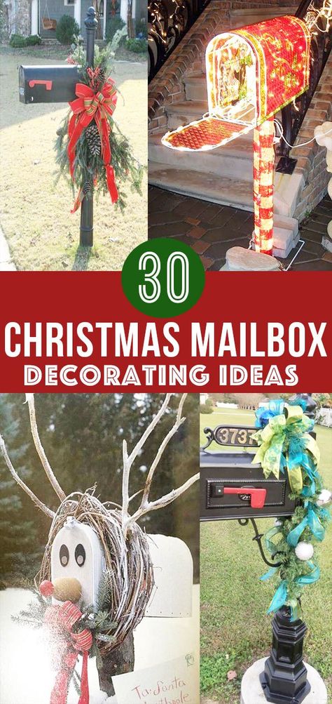 30 Christmas Mailbox Decoration Ideas; Here are some unique and festive ways to dress up your mailbox this Xmas. DIY and easy ways to bring holiday cheer to your mailman! Mailbox Decorations For Christmas, Christmas Mailbox Decorations, Christmas Mailbox, Diy Mailbox, Mailbox Design, Mailbox Decor, Christmas Mail, Diy Outdoor Decor, Christmas Lovers