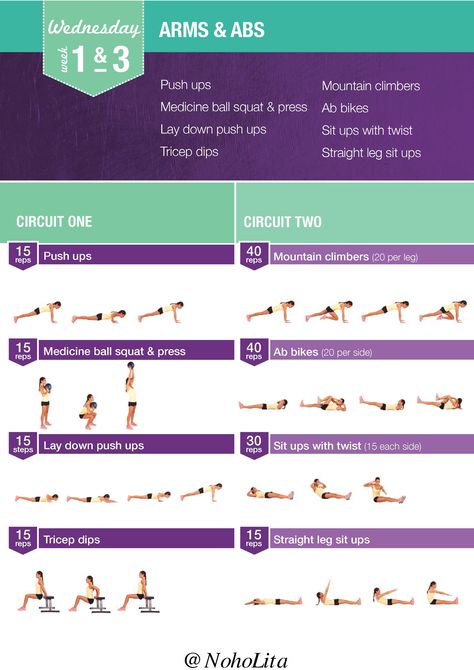 Kayla Itsines BBG: Week 1 & 3: Wednesday Kayla Itsines Workout, Bbg Workouts, Arms And Abs, Abs Workout Video, Kayla Itsines, Ab Workout At Home, Ab Workouts, Fitness Instagram, Week 1