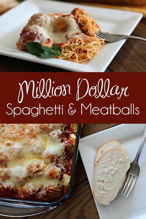 Million Dollar Baked Spaghetti, Baked Spaghetti And Meatballs, Million Dollar Spaghetti, Baked Spaghetti, Spaghetti And Meatballs, March 9th, Spaghetti Recipes, Fusilli, Rigatoni