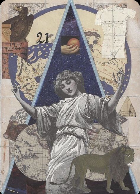 Tarot Deck, Astrology, Collage, The World, Art