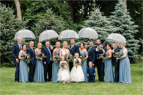 Steel Blue Bridal Party, Steel Blue Wedding Party, Steel Blue Wedding Theme, Steel Blue Wedding, Blue Wedding Ceremony, Steel Blue Weddings, Cornflower Blue Wedding, Steel Blue Bridesmaid Dresses, Blue Wedding Centerpieces