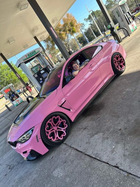 Pink Hellcat, Pink Suv, Pink Camaro, Honda Civic Accessories, Pink Chevy, Pink Mustang, Hot Pink Cars, Hellcat Dodge, Duck Duck Jeep