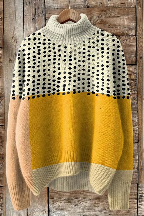 🔥2024 New Art Print Knit Turtleneck Pullover Sweater✨ 💃It's time to refresh your wardrobe✨ 💯High quality with a big discount💕 Turtleneck Pullover, Designer Knitwear, Women Sweaters, Knit Turtleneck, Dots Art, Knitting Inspiration, Sweater Weather, Knitted Pullover, Colorful Sweaters