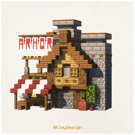 🧑‍🏭Armorer’s house - Minecraft Here’s another village house! Today I made an Armor shop, fully decorated on the inside obv! 😆Here too I added a little exterior shop where the armorer can sell their tools! Also, I’ve build two furnaces with two massive chimneys! 🔥 How do you think I did on this one? ——————————————— - 🪴 Follow @klay.design_mc for more! - 💬 Let me know your thoughts! - 🙌 Complementary Shaders - 🍳 Repost with credits only! ——————————————— #minecraftbuilds #minecraftbuilding ... Loom House Minecraft, Minecraft Villager Armorer House, Armour Shop Minecraft, Minecraft Shop House, Furnace House Minecraft, Fletcher Minecraft House, Minecraft Archery House, Armor Shop Minecraft, Minecraft Armorer's House