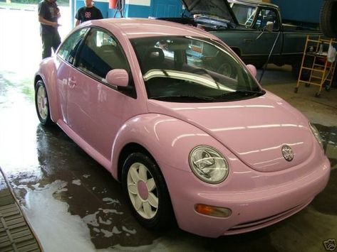 Pink Beetle Car Aesthetic, Beetle Car With Daisy Rims, Pink Vw Beetle Aesthetic, Daisy Rims Beetle, Pastel Beetle Car, Pink Beatles Car, Pink Buggy Car, Aesthetic Beetle Car, Light Pink Volkswagen Beetle