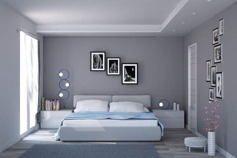 Bedroom Color Combination, Gray Walls, Modern Bedroom Interior, Bedroom Wall Paint, Ceiling Design Bedroom, Bedroom Wall Colors, Luxury Bedroom Master, Bedroom Furniture Design, Room Design Bedroom