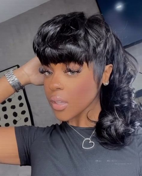 27 Piece Mullet, Mullet Sew In, Mullet Hairstyle Women Black Woman, Mullet Hairstyles For Black Women, Mullet Short Hairstyle Women, Mullet Quickweave Black Women, Mullet Hairstyle Black Women, Black Women Mullet Hairstyles, Mullet Black Women