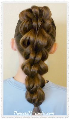 3 strand pull through braid video tutorial. Cute hairstyle for dance. Dance Solo Hairstyles, Double Pull Through Braid Tutorial, 3 Strand Pull Through Braid, Pull Through Braid Tutorial, Pull Thru Braid Tutorial, Braided Dance Competition Hair, Pull Threw Braid, Pull Through Braid, Braided Bun Hairstyles