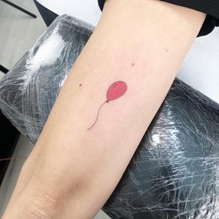 Red balloon tattoo Pink Balloon Tattoo, Red Balloon Tattoo, Balloon Tattoo, Stick Poke Tattoo, Poke Tattoo, Stick And Poke, Red Balloon, Pink Balloons, Mini Tattoos