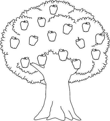 Apple Tree Coloring Pages Printable Apple Tree Drawing, Mom Coloring Pages, Vegetable Coloring Pages, Emoji Coloring Pages, Tree Coloring, Christmas Tree Coloring Page, Fruit Coloring Pages, Preschool Coloring Pages, Coloring Pages Inspirational