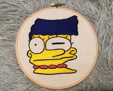 Simpson Embroidery, Contemporary Embroidery, The Simpson, Embroidered Art, Embroidery Gifts, Cross Stitch Funny, Cute Embroidery, Sewing Embroidery Designs, Perler Bead Art