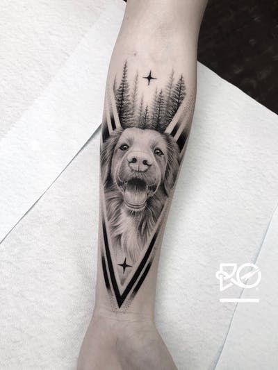 Tatoo Dog, Dog Portrait Tattoo, Dog Memorial Tattoos, 3d Dog, Geometric 3d, Memorial Tattoos, Dog Tattoo, Ankle Tattoo, Russian Blue