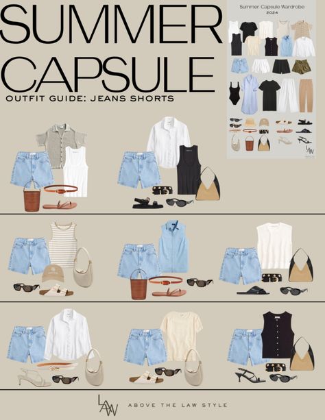 Summer Capsule Wardrobe 2024 Outfit Guide - Above The L.A.W. Style Space Repetition, Travel Capsule Wardrobe Spring, Minimal Chic Summer, Day Trip Outfit, Minimal Chic Style Outfits, Normcore Outfits, Athleisure Capsule Wardrobe, Summer Outfit Guide, Travel Capsule Wardrobe Summer