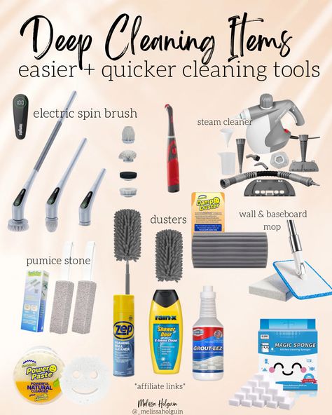 Deep Cleaning Tips! Cleaning Reset Tools. Deep Cleaning Tools. Cleaning House Tips. Cleaning Must Haves. Clean Home Tips. #cleaning #cleaningtips #clean #cleaningtricks Deep Cleaning Living Room, Deep Clean House In One Day, Cheap Cleaning Supplies, Must Have Cleaning Products, Office Cleaning Tips, Cleaning Day Aesthetic, Cleaning Reset, Cleaning Tools For Home, Professional Cleaning Tips