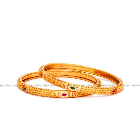 8 new messages 6 Bangles Set Gold, Gold Bangles Design Latest Indian, Ruby Emerald Bangles, Latest Gold Bangles, Mini Haram, Emerald Bangles, Heavy Jewellery, White Stone Jewelry, Gold Bangles Indian