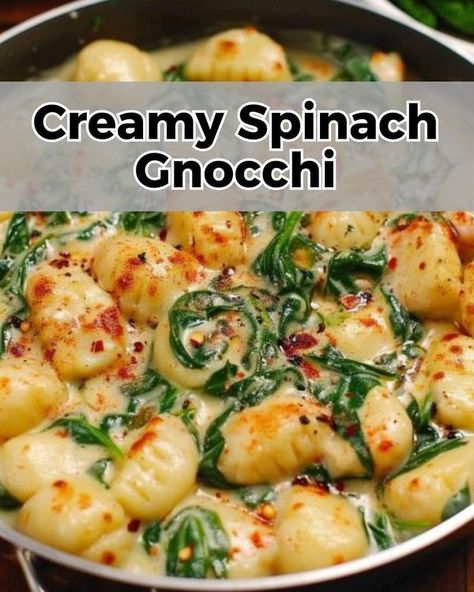 Spinach Gnocchi Recipe, Vegetable Gnocchi, Creamy Spinach Sauce, Spinach Gnocchi, Sausage Soup Recipes, Cooking Spinach, The Chunky Chef, Chunky Chef, Garlic Parmesan Sauce