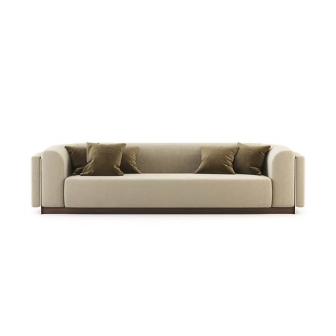 This sofa is a spectacular piece if you are looking for a modern, 3 seater sofa with a touch of vintage. Presented with chunky, rounded edges, this sofa provides ultra comfort and fits in beautifully with all contemporary interior styles. The dark wooden base and glossy gold detailing adds to the sofa's elegance. Pictured in Vienna Elephant | Scatter cushions not included Please note: This item is a bespoke product and cannot be cancelled, returned or refunded. Please note: This product is very Wooden Couch, Latest Sofa Designs, Contemporary Couches, Modern Sofa Couch, Elegant Sofa, Comfy Sofa, Living Room Sets Furniture, Contemporary Sofa, Luxury Sofa