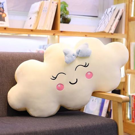 PRICES MAY VARY. Adorable Cloud Pillow:The cloud pillow is filled with premium pp cotton and the cases are made of plush fabric. Very soft to touch and keep the braided cushion from deformation Cute Shaped Pillow:Creative cloud shaped throw pillow with 4 colors available,3 different size choices of fresh colors help you increase the warm and funny atmosphere of your room Accent Pillow:Get a lovely soft throw pillow that you will be proud to display in your beautiful home. Whether it is on your c Soft Toys Handmade, Kawaii Cloud, Giant Plush, Pillows Throw, Style Kawaii, Bed Car, Shaped Pillow, Car Office, Plush Pillow