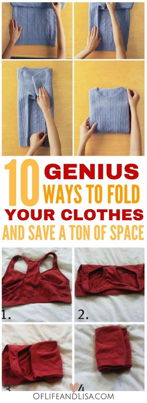 Here's a post on how to fold your clothes that will save you so much space! Ways To Fold Your Clothes, Fold Clothes To Save Space, Folding Tips, Folding Hacks, Closet Organisation, Fold Clothes, Clothes Folding, Diy Space Saving, Trash To Couture