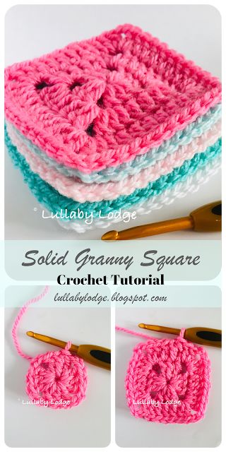 Learn how to Crochet a Solid Granny Square and What to Make With Them... Solid Granny Square, Granny Square Pattern Free, Sunburst Granny Square, Granny Square Crochet Patterns Free, Crochet Scarf Pattern Free, Crochet Motif Patterns, Crochet Granny Square, Learn How To Crochet, Crochet Square Patterns