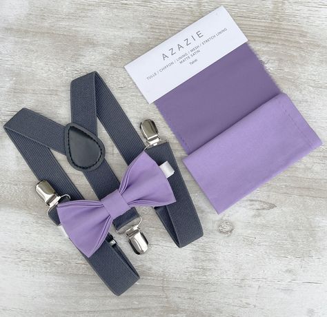 Wedding Ring Bearer Outfit, Ring Bearer Boy, Ring Bearer Gift, Grey Suspenders, Purple Bow Tie, Wedding Ring Bearer, Groomsmen Outfits, Colors 2023, Ring Bearer Gifts