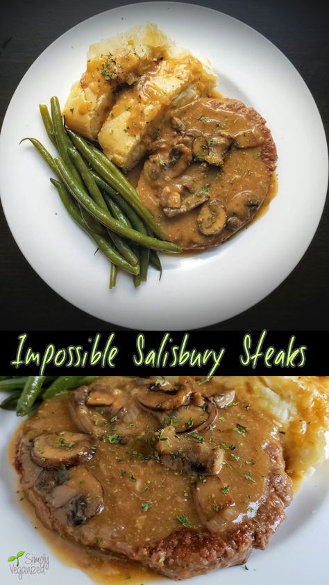 With all the fantastic vegan products available now, nothing stands in the way of enjoying traditional recipes. I used Impossible meat, vegan breadcrumbs from Trader Joes, vegan worchestire sauce from Amazon, Better Than Bouillon "no beef" broth and Miyoko vegan butter. I served these steaks with Potato-Leek Wellington Vegan Salisbury Steak Beyond Meat, Beyond Meat Crockpot Recipes, Vegetarian Salisbury Steak, Vegan Cubed Steak, Vegan Meals With Impossible Meat, Impossible Salisbury Steak, Impossible Meat Dinner Recipes, Vegetarian Beef Recipes, Recipes With Impossible Beef