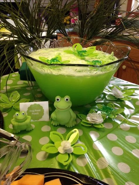 13+ Frog Themed Baby Shower Ideas Princess In The Frog Party Ideas, Pond Party Decorations, Pond Theme Birthday Party, Princess And The Frog Themed Birthday Party, Princess Tiana Birthday Party Food, Tiana Princess And The Frog Birthday Party, Frog And Toad Baby Shower Theme, Frog Birthday Party Ideas, Frog And Toad Birthday Party