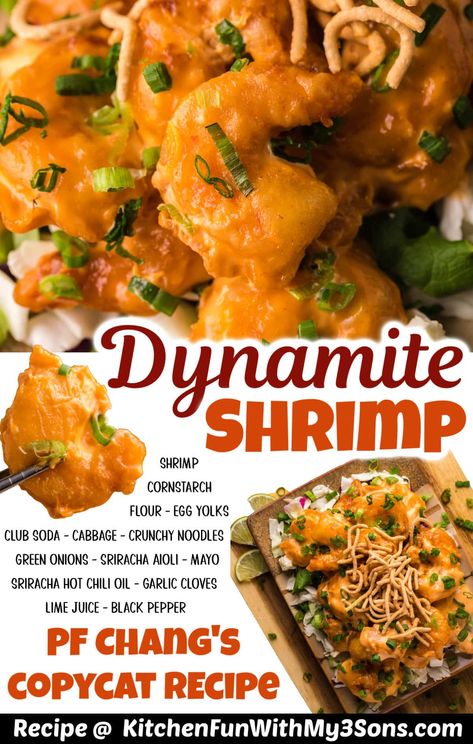 Pf Chang Dynamite Shrimps, Dynamite Shrimp Pf Changs, Pf Chang’s Dynamite Shrimp, Pf Chang Recipes Copycat, Pf Chang Shrimp Dynamite Recipe, Dragon Shrimp Recipe, Dynamite Prawns Recipe, Pf Changs Recipes, Dynamite Sauce Recipe