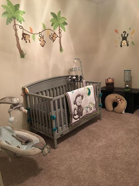 Monkey Theme Nursery, Safari Theme Nursery Boys, Zoo Themed Nursery, Safari Room Ideas, Magical Kids Room, Zoo Nursery Theme, Monkey Room, Brown Nursery, Monkey Nursery