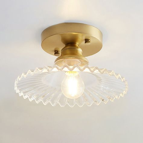 Rosdorf Park Gailon Glass Semi Flush Mount | Wayfair Corridor Lighting, Ceiling Lamp White, Glas Art, Glass Ceiling Lights, Copper Lighting, Semi Flush Ceiling Lights, Brass Lamp, Glass Ceiling, Flush Ceiling Lights