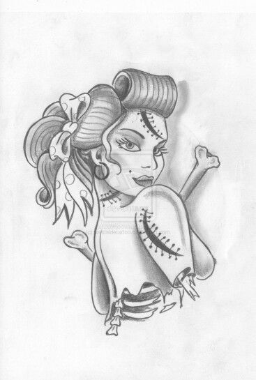 Zombie pin up idea 1 Pin Up Drawings Tattoo, Zombie Girl Tattoos, Zombie Pin Up Girl, Zombie Pinup, Pin Up Tattoo, Zombie Pin Up, Skull Drawings, Zombie Tattoos, Pin Up Girl Tattoo