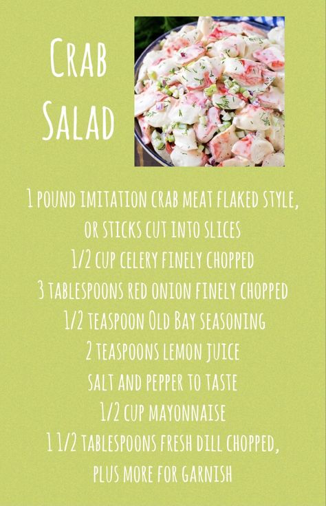 Subway Crab Salad Recipe, Imitated Crab Recipes, Crab Salad Sandwich, Salad Sides, Cottagecore Recipes, Crab Salad Recipe, Sea Food Salad Recipes, Recipes Seafood, School Recipes