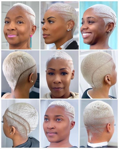 Blonde Bald Fade Women Black, Blonde Fade Black Women, Short Blonde Natural Hair, Blonde Short Hair Black Women, Ladies Haircut Styles, Blonde Hair Designs, Shirt Hair Cuts, Bald Baddie, Blonde Baddie