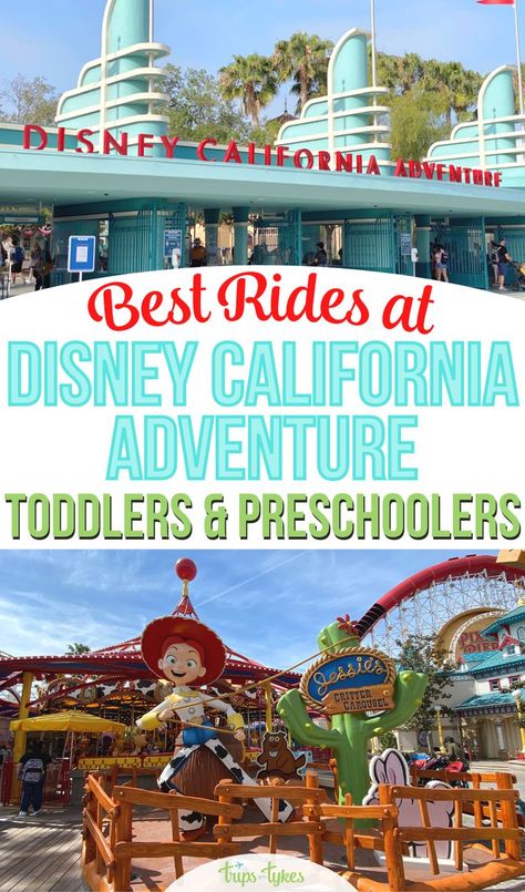 Visiting Disney California Adventure park at Disneyland Resort with a toddlers or preschooler? Here are the top 11 rides and attractions for younger kids, with tips for shorter waits and things parents should watch out for! Disneyland With A Toddler, Disneyland Trip Planning, Disneyland Vacation Planning, Disneyland Anaheim, Disneyland Planning, Disneyland Rides, San Diego Vacation, Disneyland California Adventure, California Parks